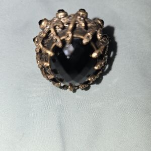 Elegant Lucky Brand Dark Smoky Quartz and Bronze Women's Ring Size 6